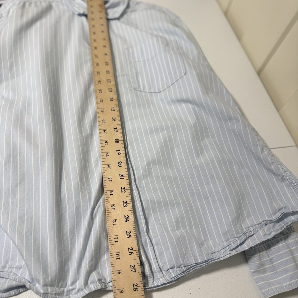 Mens H&M LOGG Striped Long Sleeve Button Front Blue Cotton Shirt Size XL Casual - Picture 15 of 16
